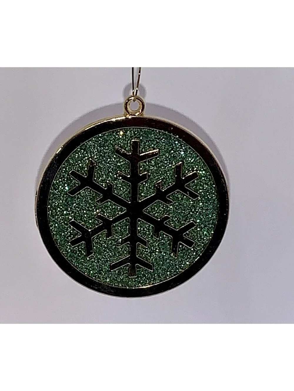 Vtg Gloria Duchin 2001 Brass Snowflake Ornament Green Sparkle Enamel Holiday